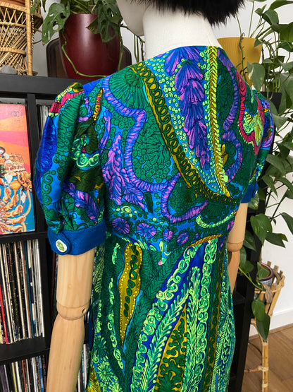 Vintage 1960s Green Psychedelic Mini Dress Tunic
