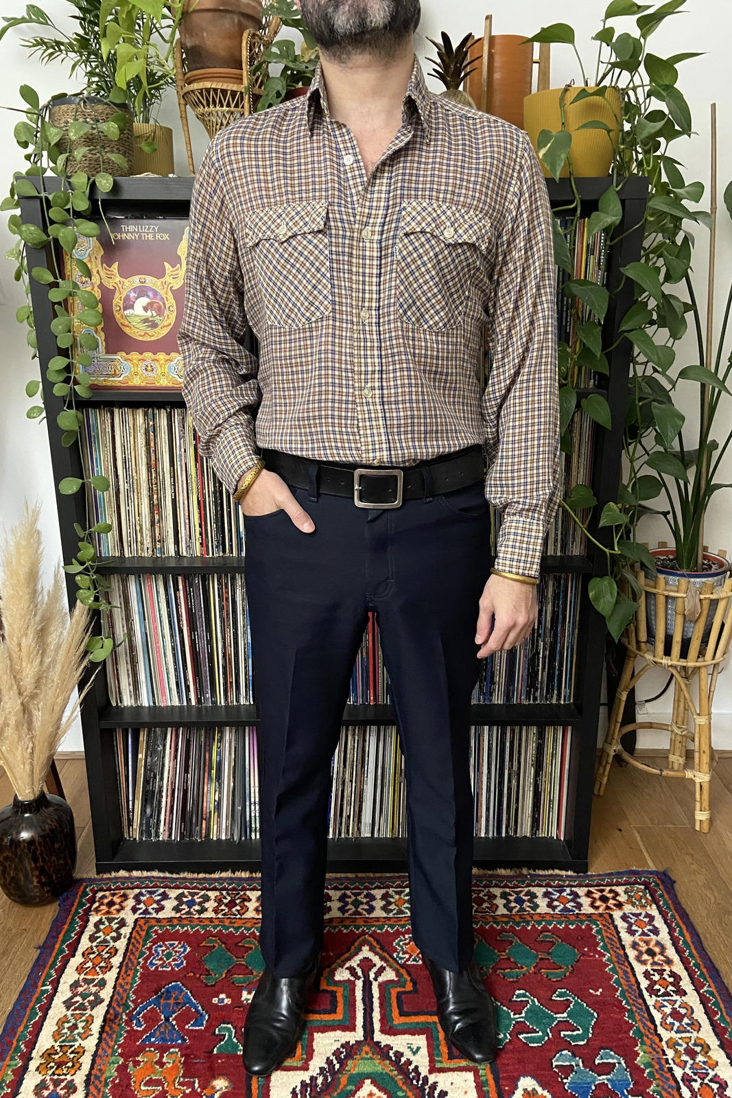 Vintage 1980s Levis White Tab Brown Checked Shirt