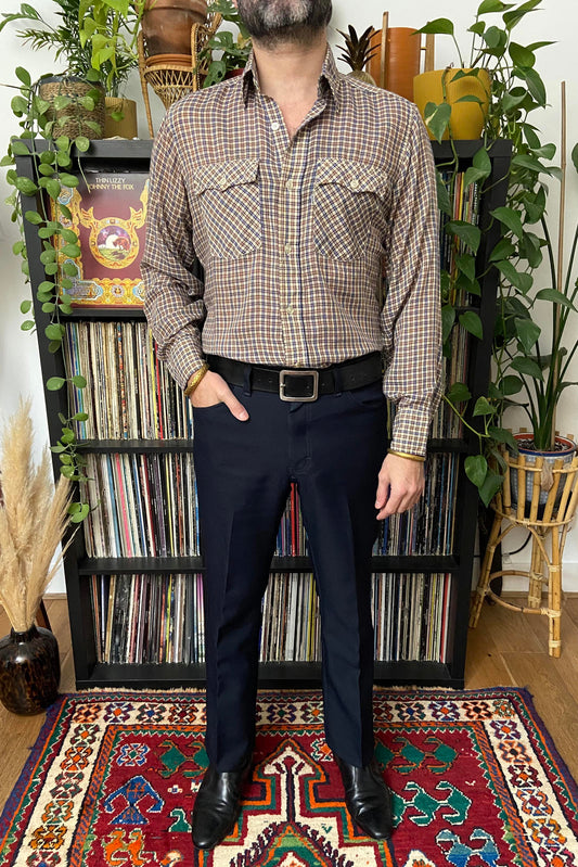 Vintage 1980s Levis White Tab Brown Checked Shirt