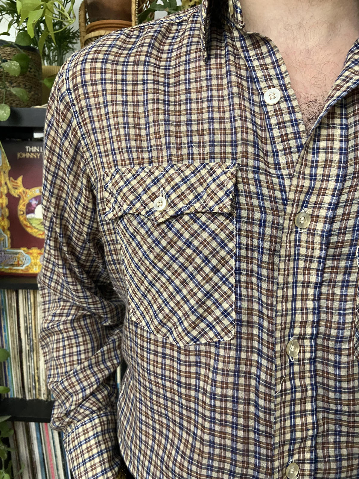 Vintage 1980s Levis White Tab Brown Checked Shirt