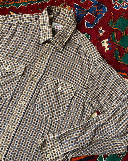 Vintage 1980s Levis White Tab Brown Checked Shirt