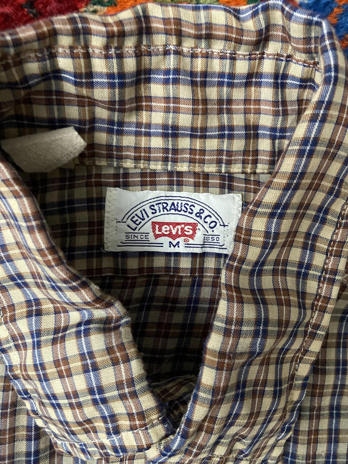 Vintage 1980s Levis White Tab Brown Checked Shirt