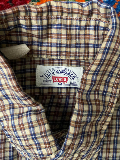 Vintage 1980s Levis White Tab Brown Checked Shirt