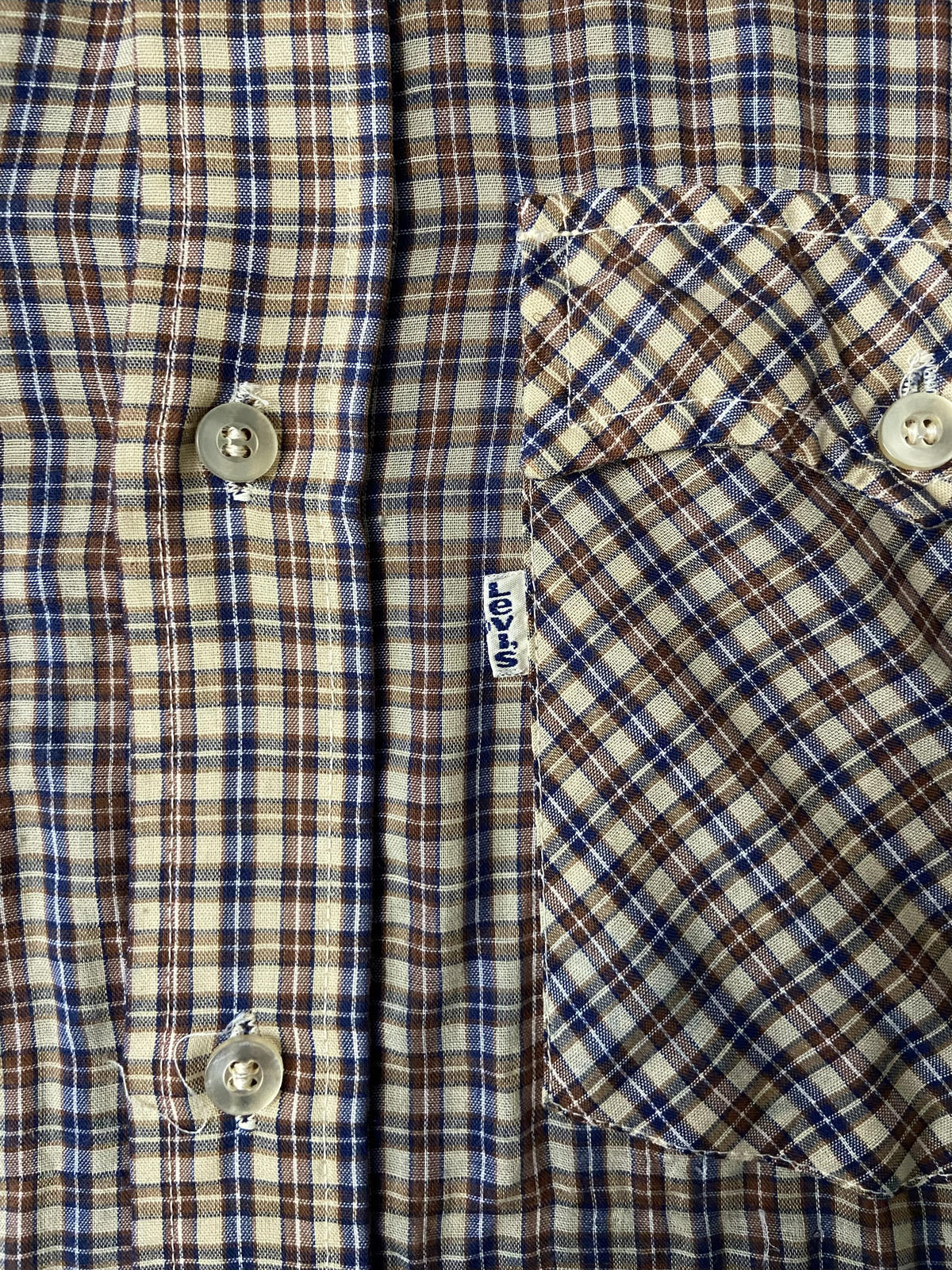 Vintage 1980s Levis White Tab Brown Checked Shirt