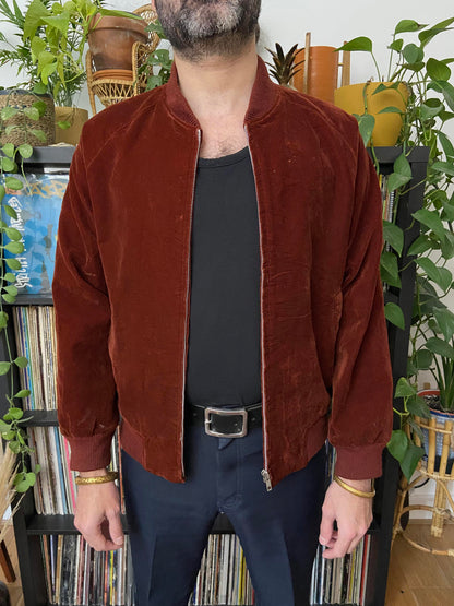 Vintage 90s Japanese Lee Bill Born Suedette Bomber Jacket