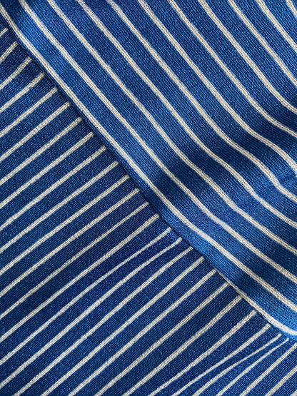 Vintage 1970s Blue Striped Wrap Dress