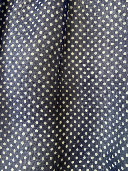 Vintage 1970s Navy Spot Frill Prairie Dress