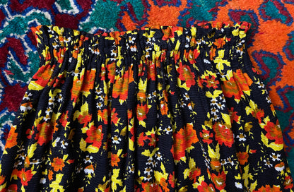 Vintage 1970s Black Yellow Orange Prairie Skirt