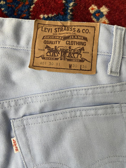 Vintage 1980s Pale Blue 401 Levi's Jeans W30