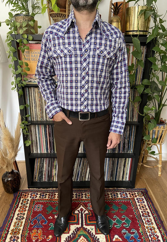 Vintage 1970s Deadstock Woven Pattern Western Shirt