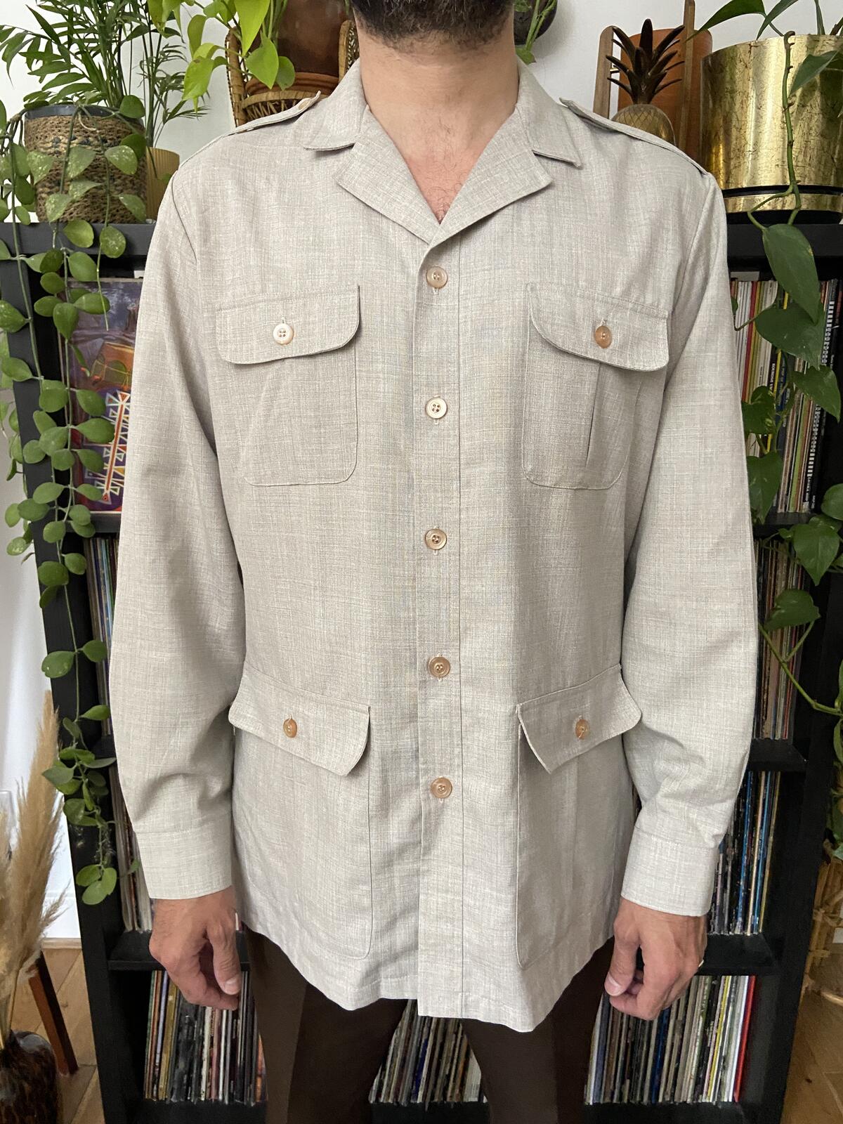 Vintage 1980s Linen Safari Shacket