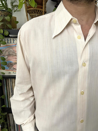 Vintage 1970s Cream Dagger Collar Shirt