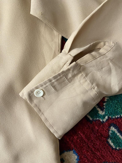 Vintage 1970s Beige Dagger Collar Shirt