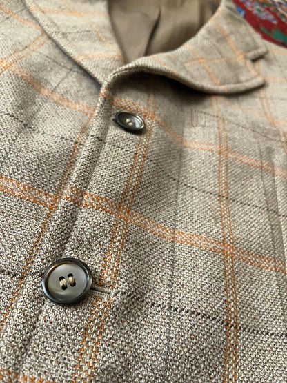 Vintage 1970s Italian Checked Tweed Blazer Jacket