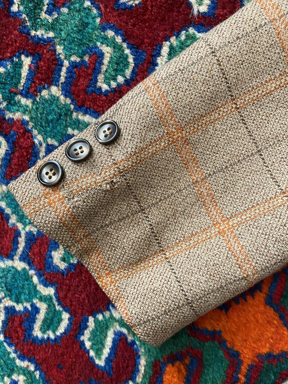 Vintage 1970s Italian Checked Tweed Blazer Jacket