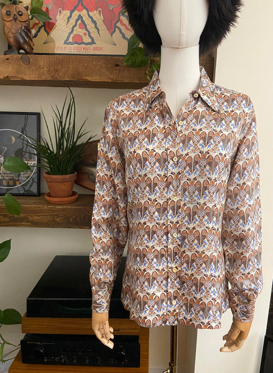 Vintage 1970s Medieval Print Shirt