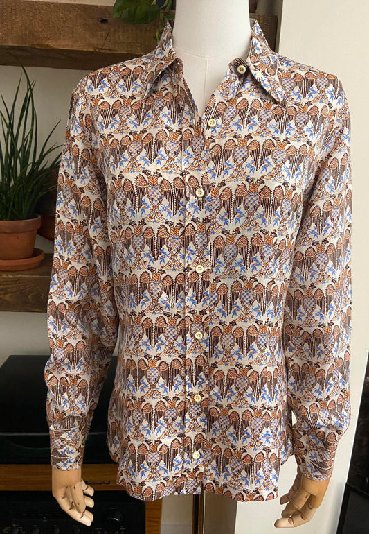 Vintage 1970s Medieval Print Shirt