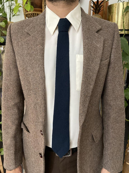 Vintage 1970s Pierre Van Buck Knitted Navy Tie