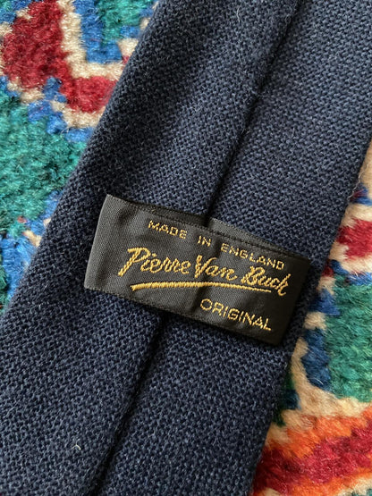 Vintage 1970s Pierre Van Buck Knitted Navy Tie