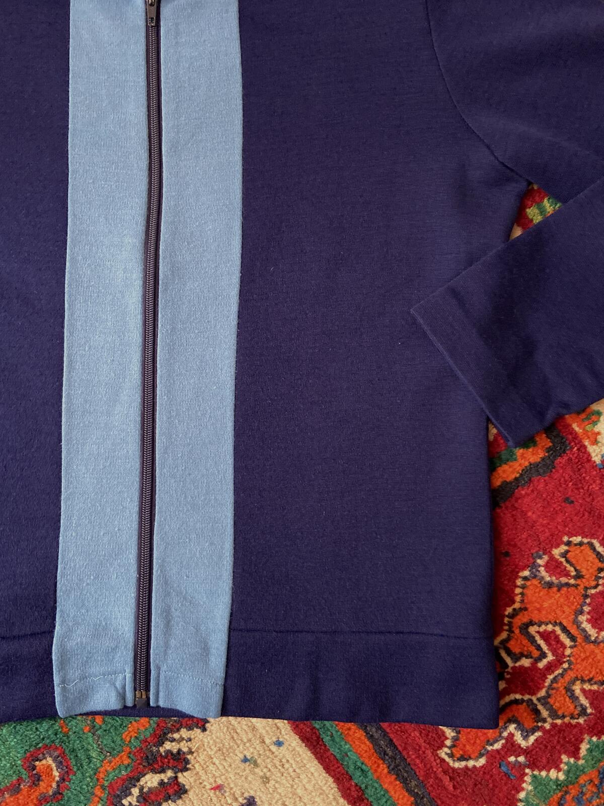 Vintage Italian 1970s Navy & Blue Zip-Up Cardigan