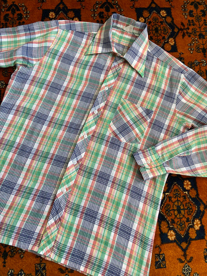 Vintage 1970s Green & Blue Checked Shirt