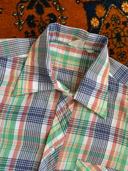 Vintage 1970s Green & Blue Checked Shirt