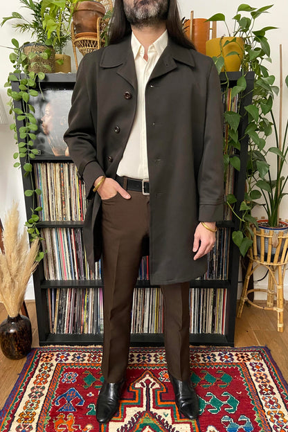 Vintage 1970s Chocolate Brown Raincoat