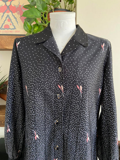 Vintage 1970s Black Japanese Shirt