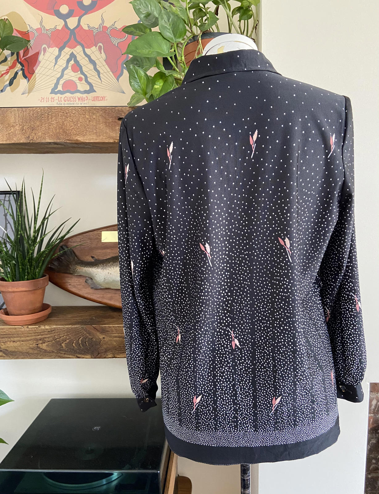 Vintage 1970s Black Japanese Shirt