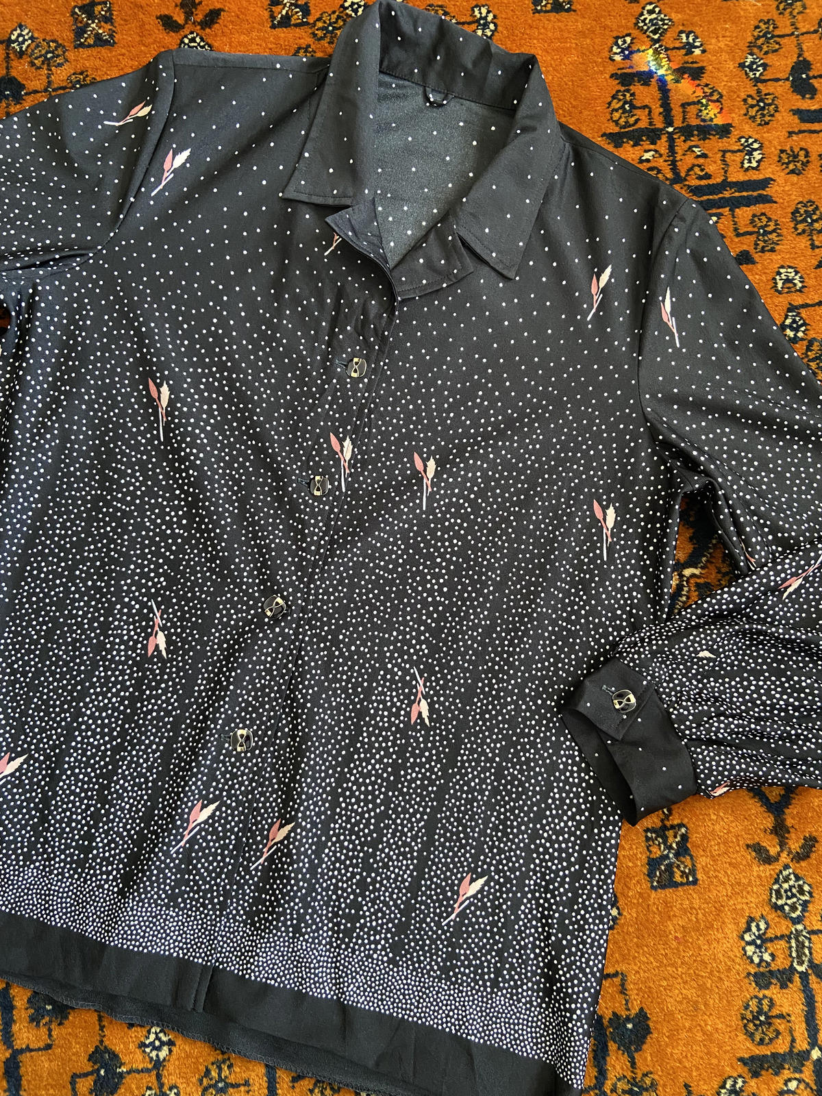 Vintage 1970s Black Japanese Shirt