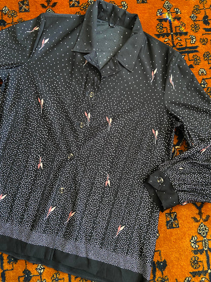 Vintage 1970s Black Japanese Shirt