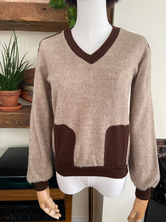 Vintage 1970s Beige Brown Jumper