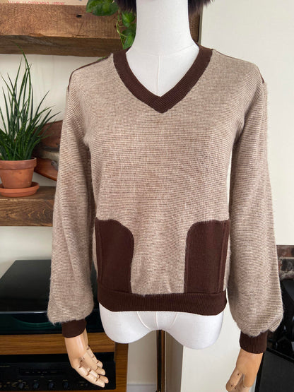 Vintage 1970s Beige Brown Jumper