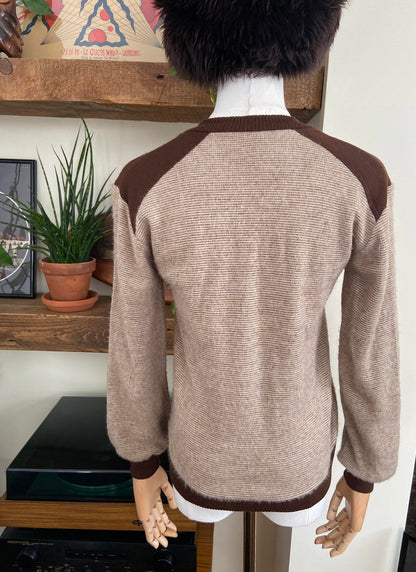 Vintage 1970s Beige Brown Jumper