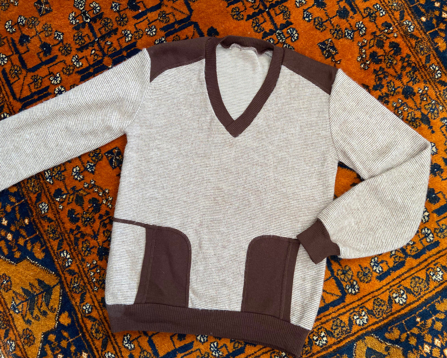 Vintage 1970s Beige Brown Jumper
