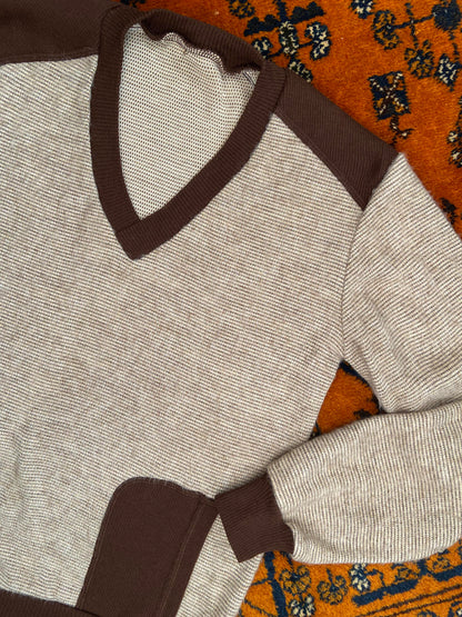 Vintage 1970s Beige Brown Jumper