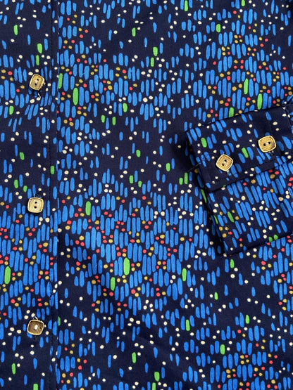 Vintage 1970s Navy Print Japanese Shirt