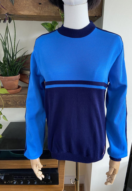 Vintage 1980s Navy & Blue Track Top