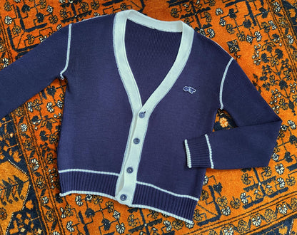 Vintage 1980s Navy & White Cardigan