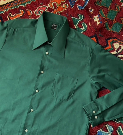 Vintage 1970s Emerald Green Deadstock Dagger Collar Shirt
