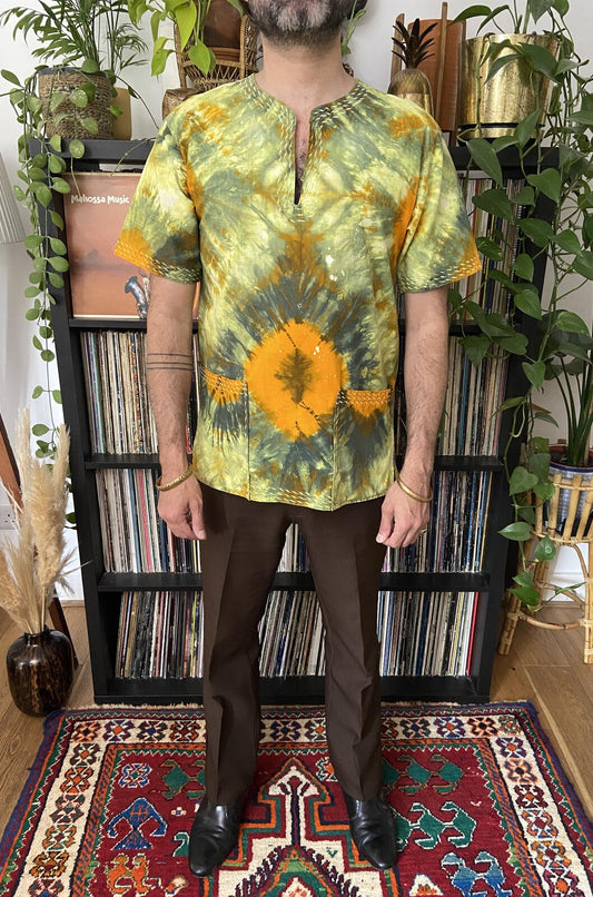 Vintage 1970s Tye-Dyed Dashiki Shirt