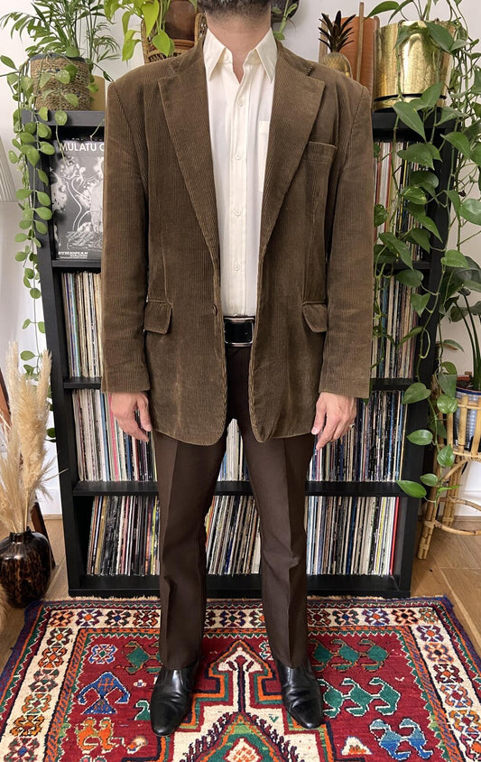 Vintage 1980s Brown Corduroy Blazer Jacket