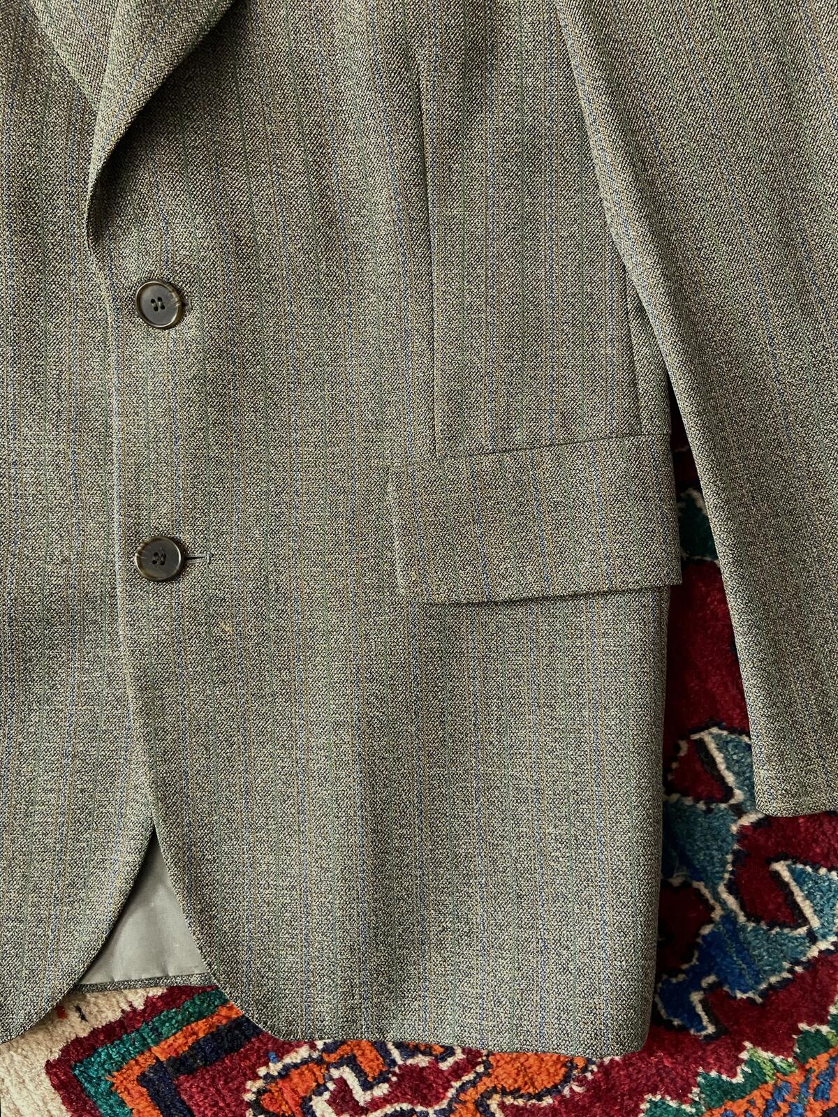 Vintage 1970s Dusty Green & Brown Wool Blazer Jacket
