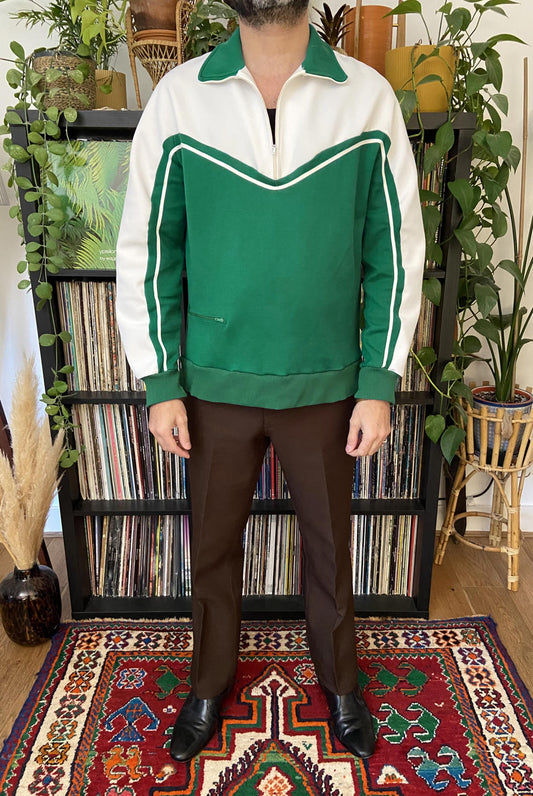 Vintage 1980s White & Green Track Top