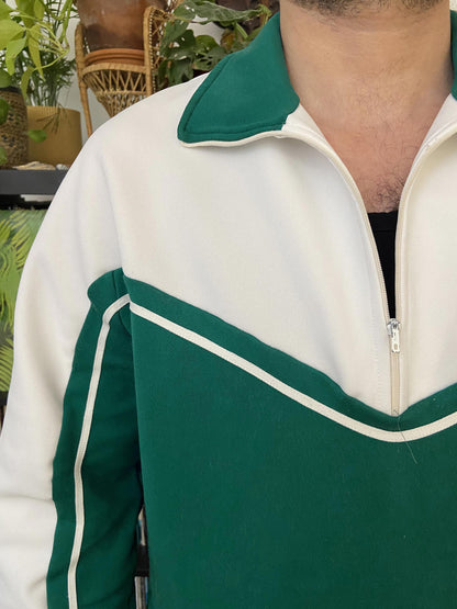 Vintage 1980s White & Green Track Top