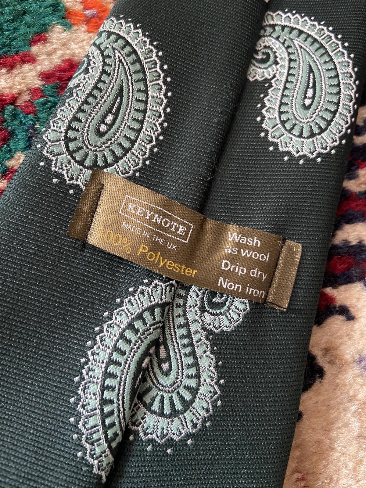 Vintage 1970s Forest Green Paisley Kipper Tie