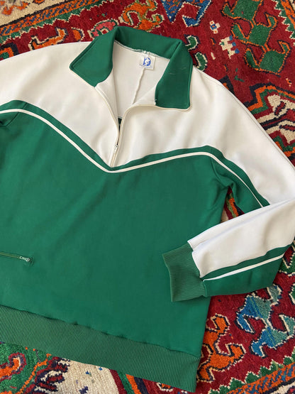 Vintage 1980s White & Green Track Top