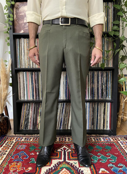 Vintage 1970s Green Dress Trousers W34 / L30.5