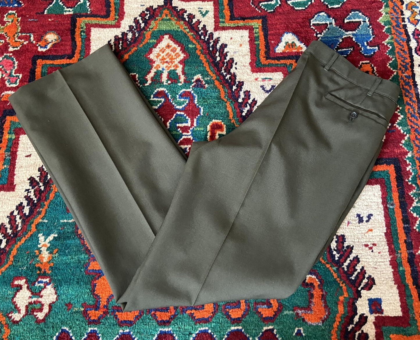 Vintage 1970s Green Dress Trousers W34 / L30.5