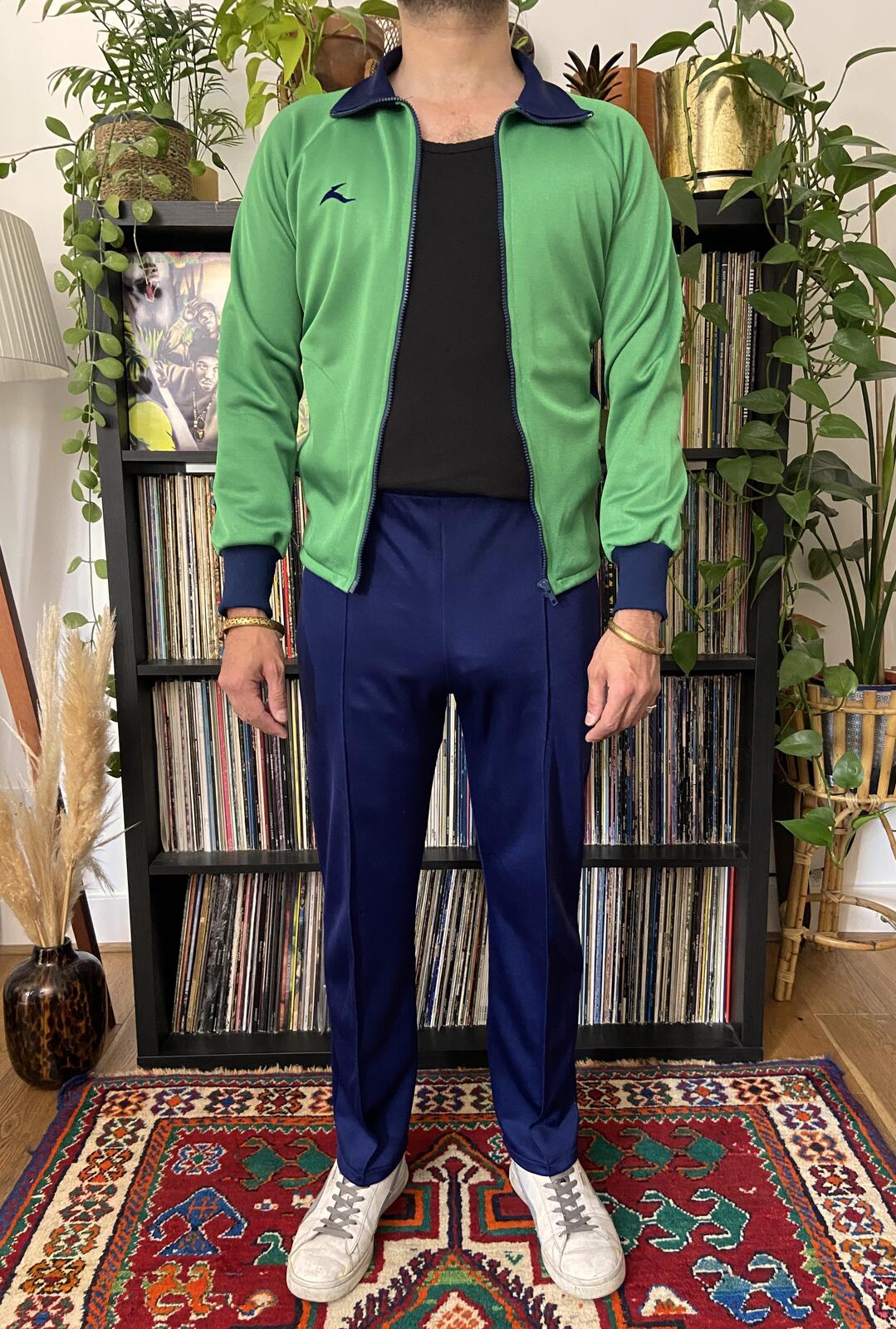 Vintage 1970s Green & Navy Tracksuit